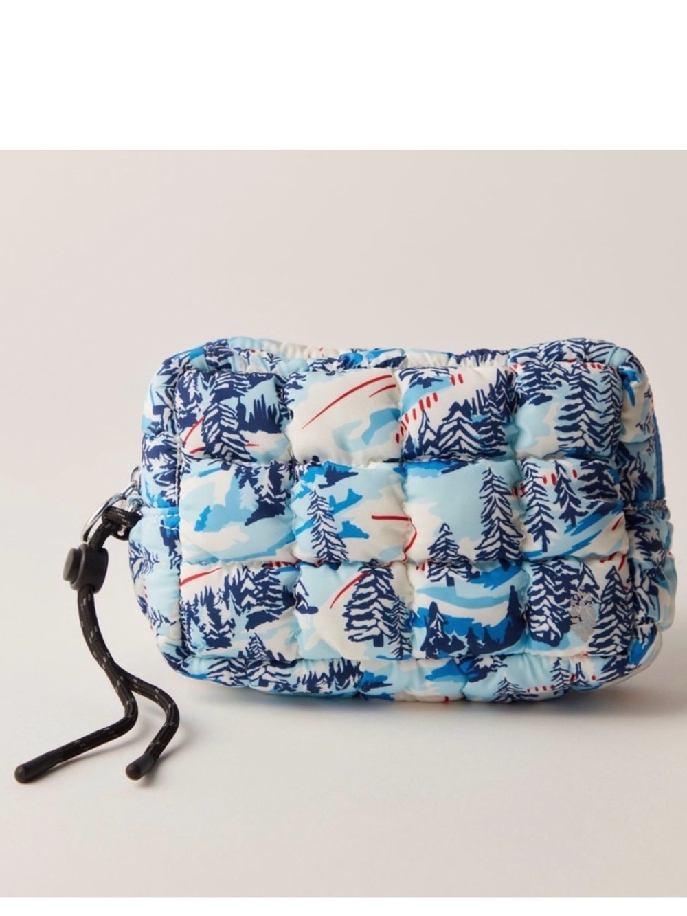 Free people printed Quilted mini Blue Mountain Print  Pouch NWOT